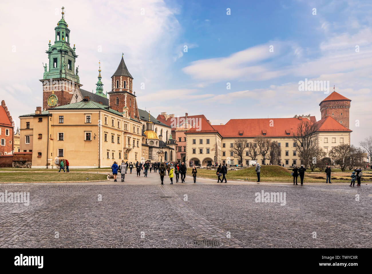 Cracow, Poland - Feb 3, 2019: View at Wawel Cathedral, Royal Castle area, Cracow, UNESCO World Heritage Site, Poland, Europe Stock Photo