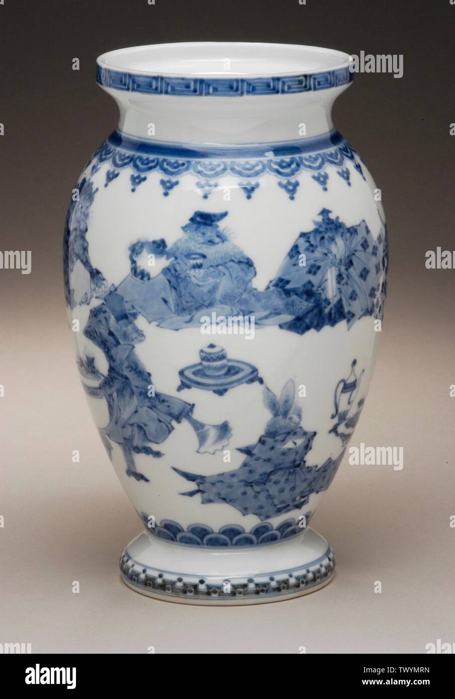 baluster vase with zodiac animal banquet japan second half of 19th century furnishings accessories hirado mikawachi ware porcelain with blue underglaze t of allan and maxine kurtzman ac japanese art second half of 19th century TWYMRN