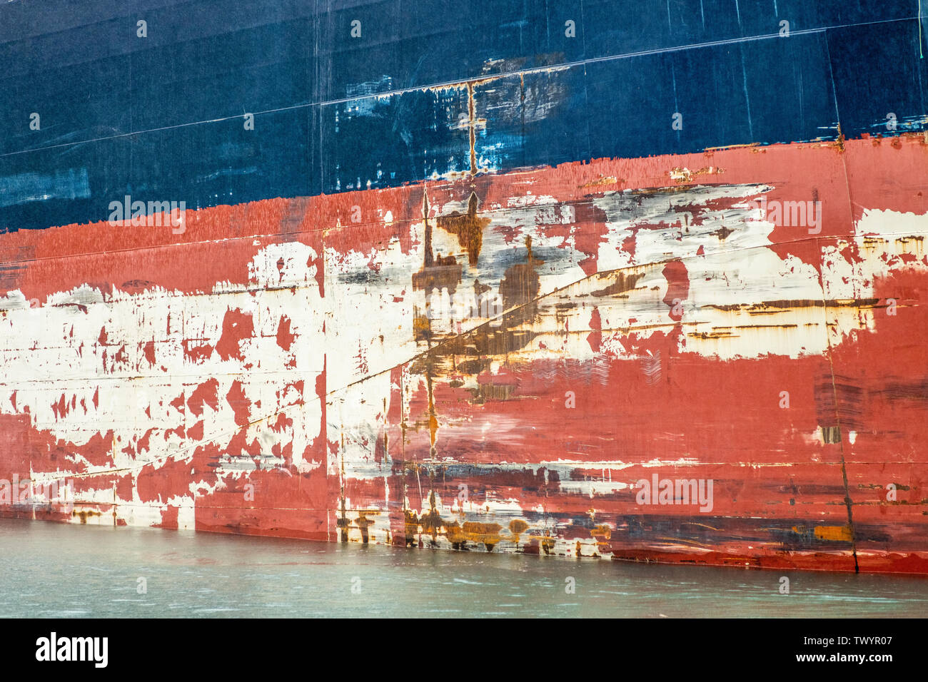 Algoma Innovator, dry-bulk freighter ship in the Calumet River Stock Photo