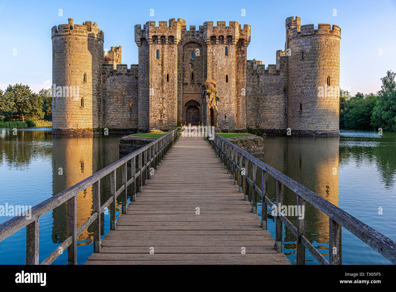 Historic Bodiam Castle and moat in East Sussex, England Stock Photo