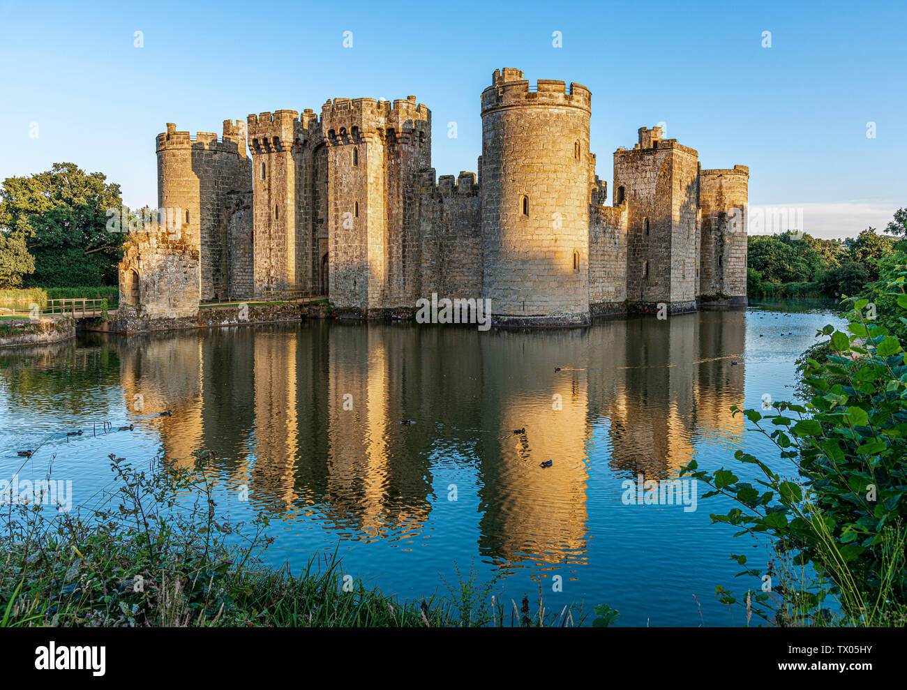 Historic Bodiam Castle and moat in East Sussex, England Stock Photo