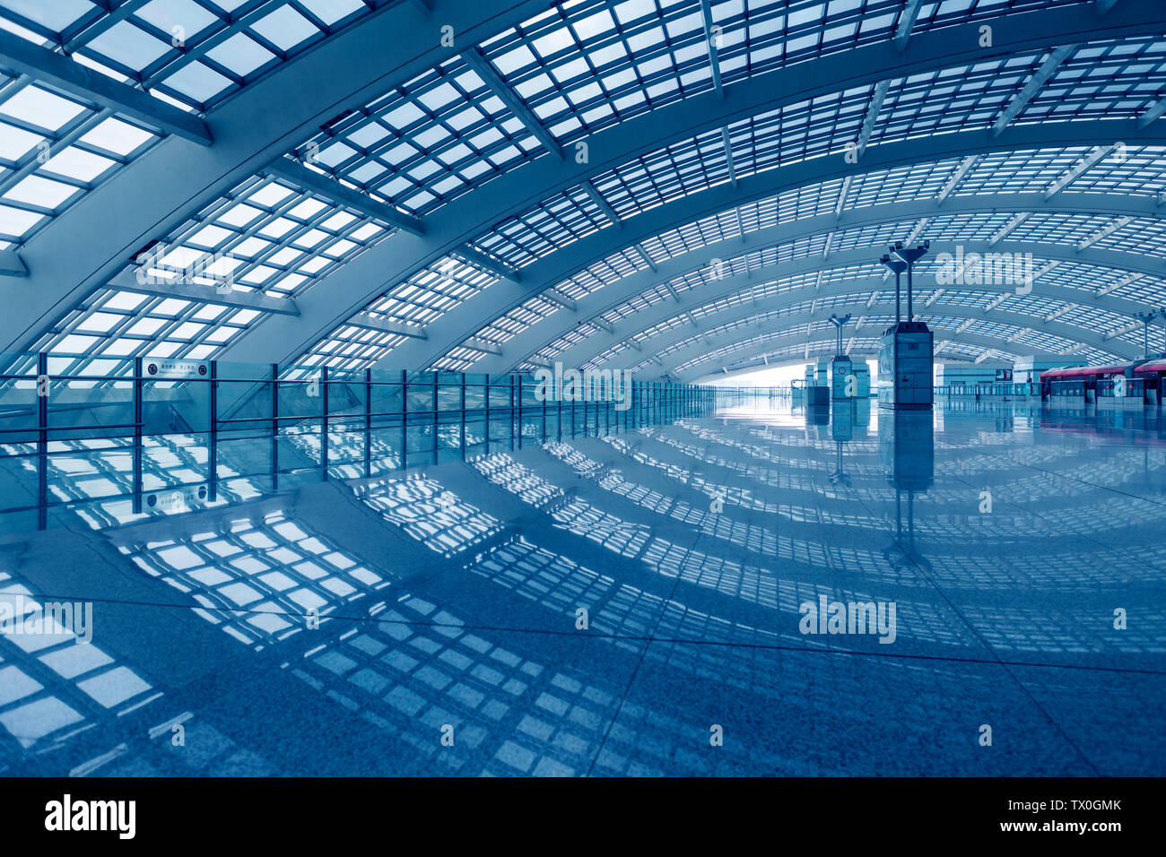 Inside the airport light rail building Stock Photo Alamy