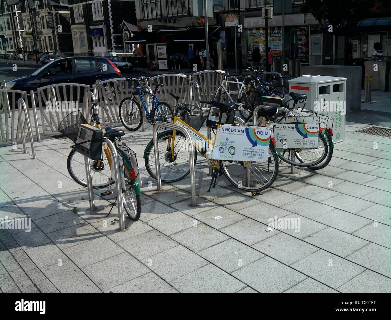 Cycle hire station in Cardiff city centre; 13 July 2010, 09:46 (UTC); I (Welshleprechaun) created this work entirely by myself.; Welshleprechaun; Stock Photo