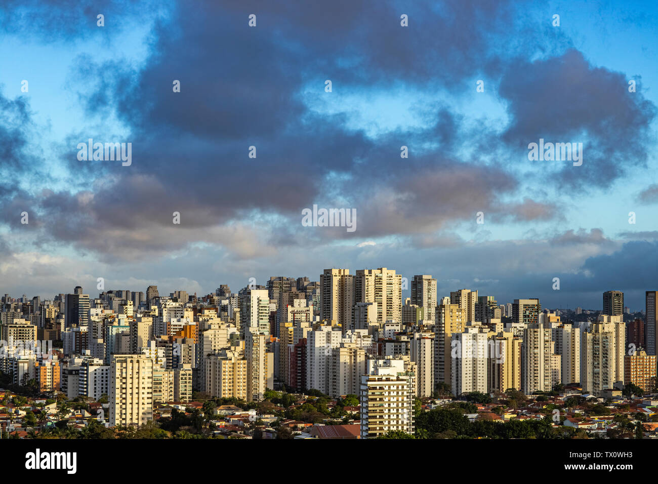 Building wall in the big city. Stock Photo