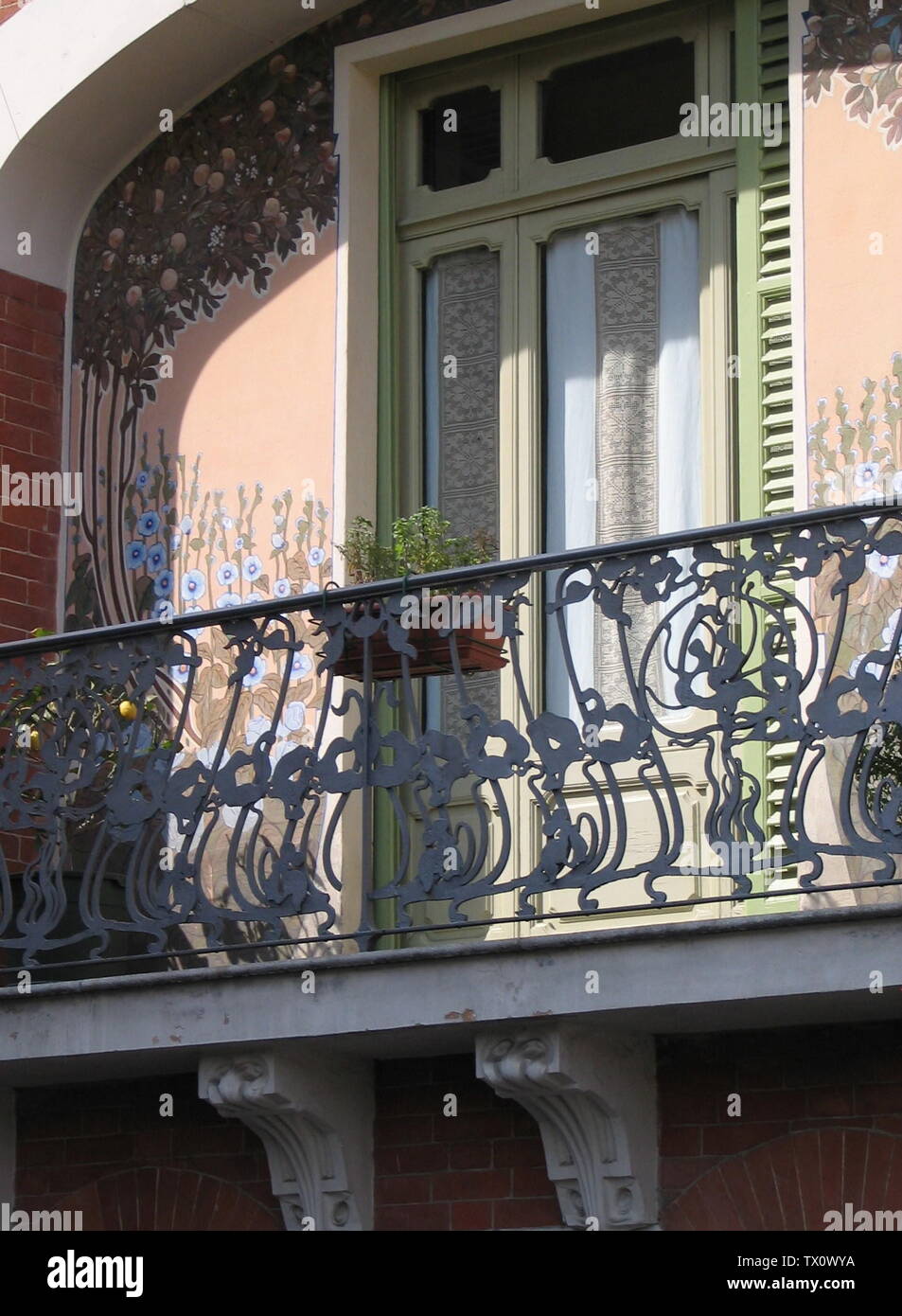 Dettaglio del balcone in stile liberty della Casa Arri, ad Asti.; Own work; Faberh; Stock Photo