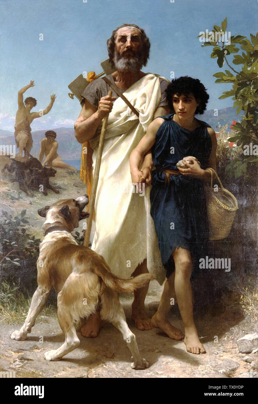 Homer and his Guide (1874) French Academic painting by William-Adolphe Bouguereau - Very high resolution and quality image Stock Photo