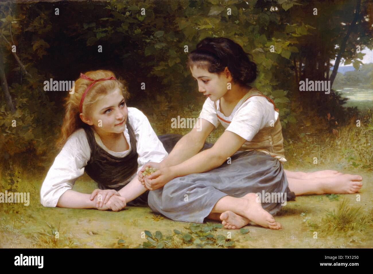The Nut Gatherers (1882) French Academic painting by William-Adolphe Bouguereau - Very high resolution and quality image Stock Photo