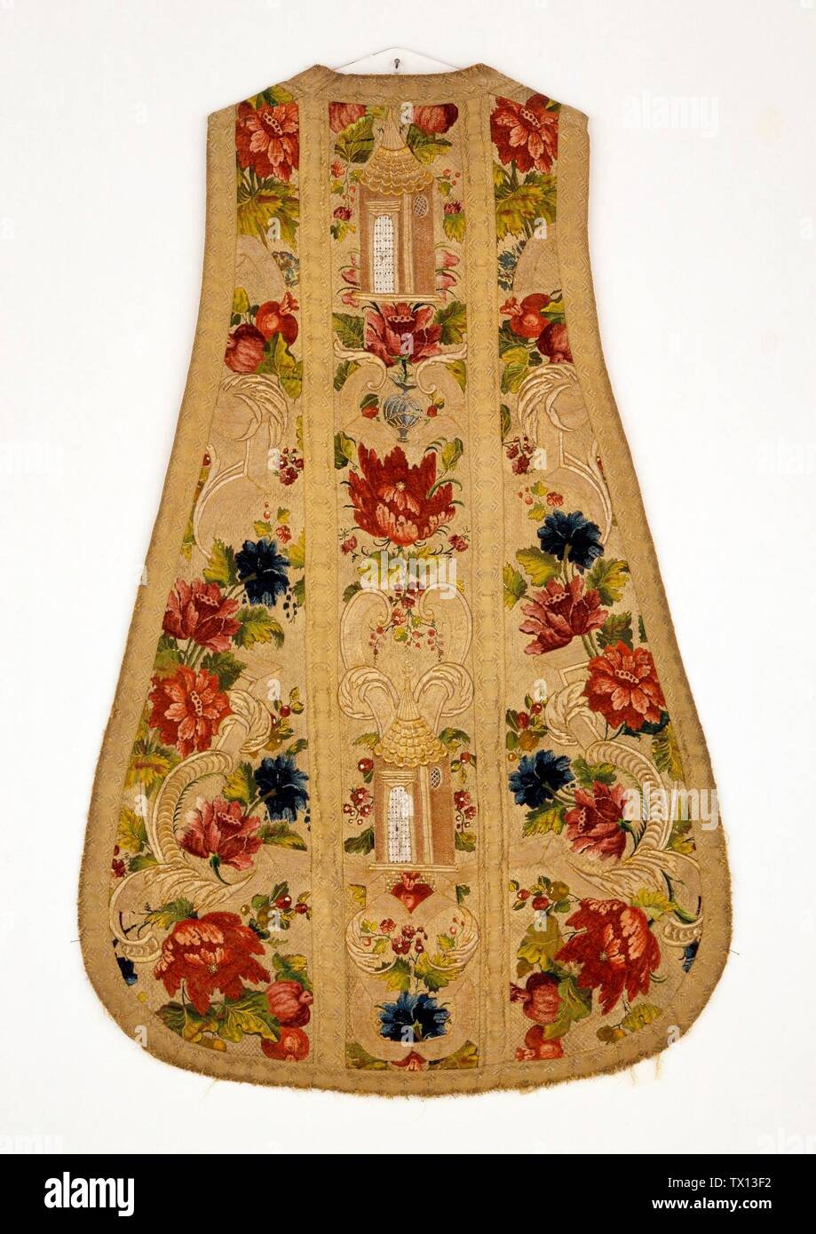 Chasuble;  France, first quarter of 18th century Costumes; ecclesiastical Brocaded silk satin Gift of Mrs. Shannon Crandall, Jr. (M.58.24.1) Costume and Textiles; First quarter of 18th century; Stock Photo