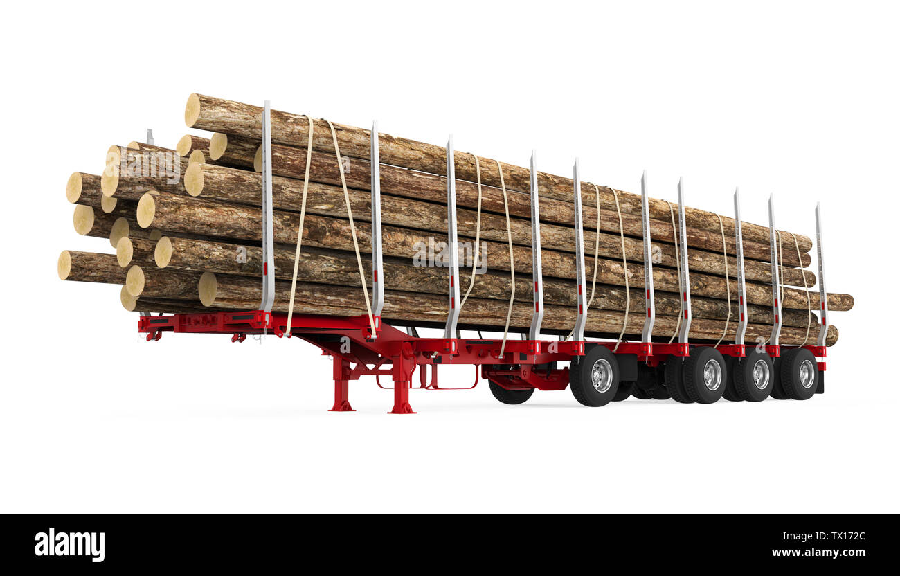 Logging Truck Trailer Isolated Stock Photo - Alamy