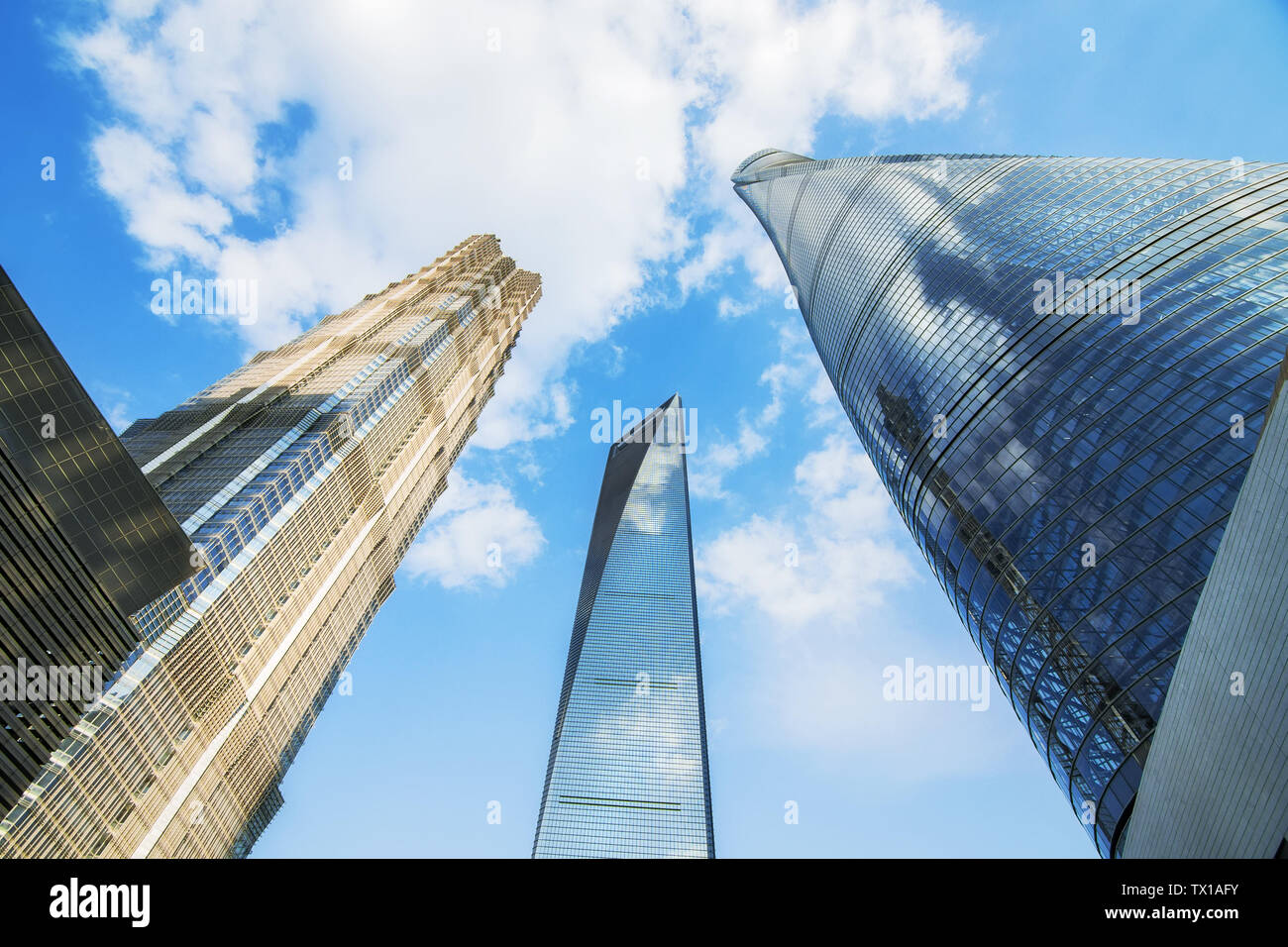 Asia, China Central Government Shanghai Blue Sky Baiyun Lower Pudong New Area highrise building
