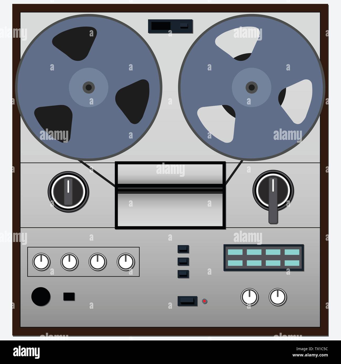 Reel To Reel Tape Recorder on Blue Studio Background. Stops Playing Tape  Recorder Stock Photo - Image of equipment, club: 261145960