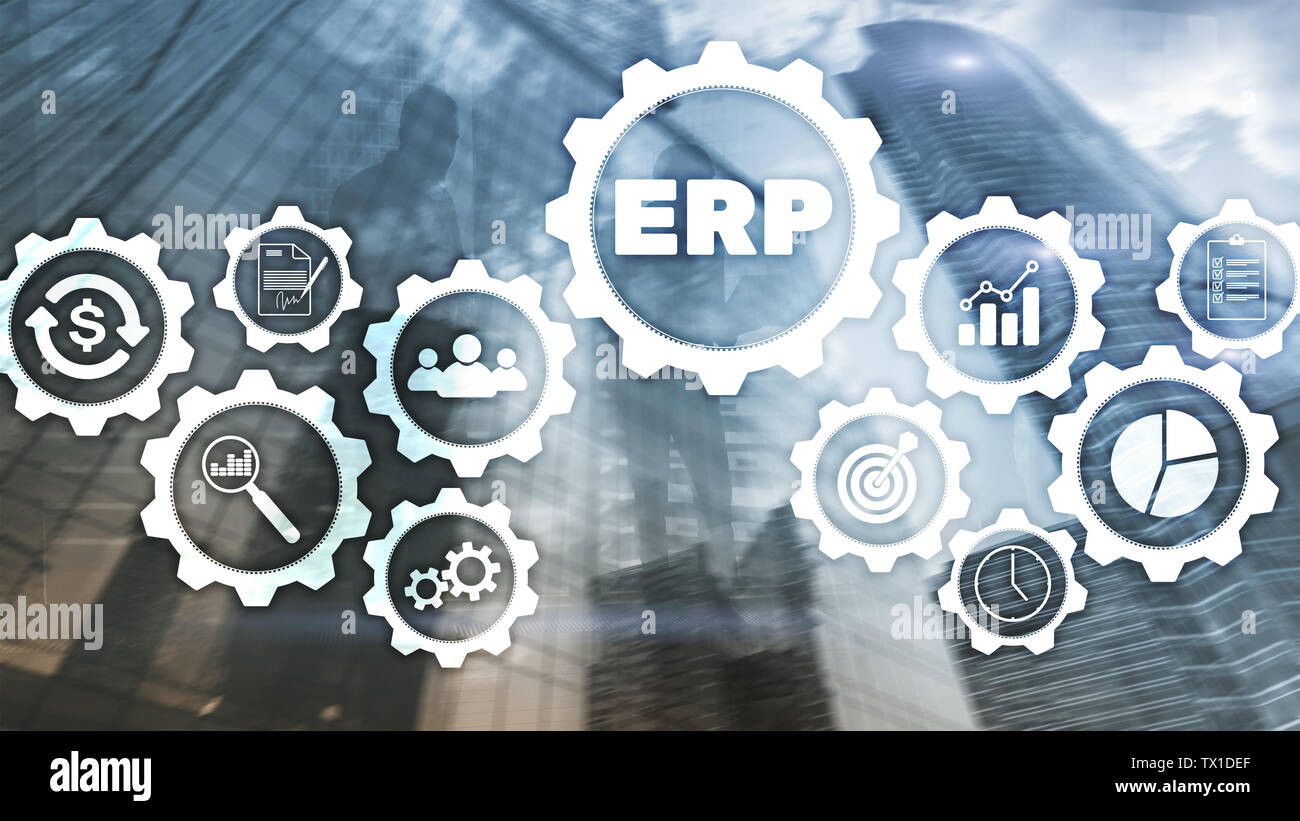 ERP system, Enterprise resource planning on blurred background ...