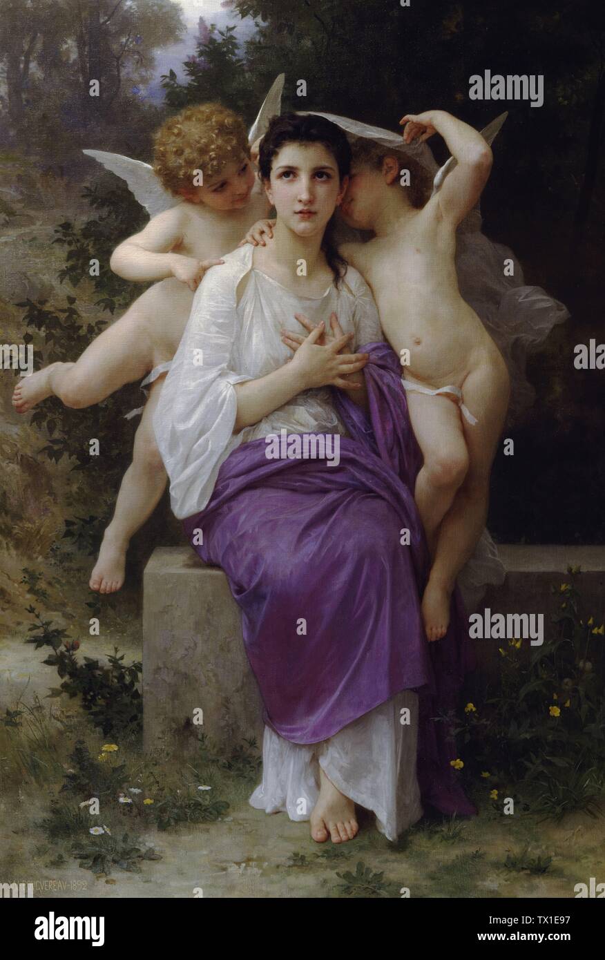 The Heart's Awakening (1892) French Academic painting by William-Adolphe Bouguereau - Very high resolution and quality image Stock Photo