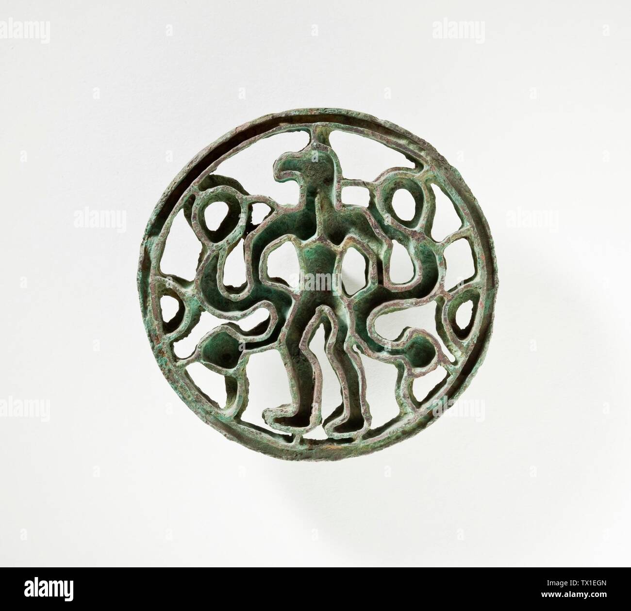 Compartmented Seal with Bird-Headed Man(garuda) with Snakes; Northern Afghanistan, 2000-1500 B.C.  Tools and Equipment; seals Bronze 2 7/8 in. (7.30 cm) Shinji Shumeikai Acquisition Fund (AC1995.5.6) Art of the Ancient Near East Currently on public view:; 2000-1500 B.C.; Stock Photo