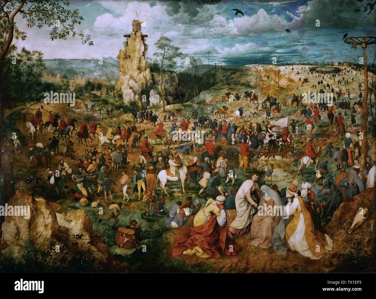 The Procession to Calvary by Pieter Bruegel (Brueghel) the Elder, 1564 - Very high quality and resolution image Stock Photo