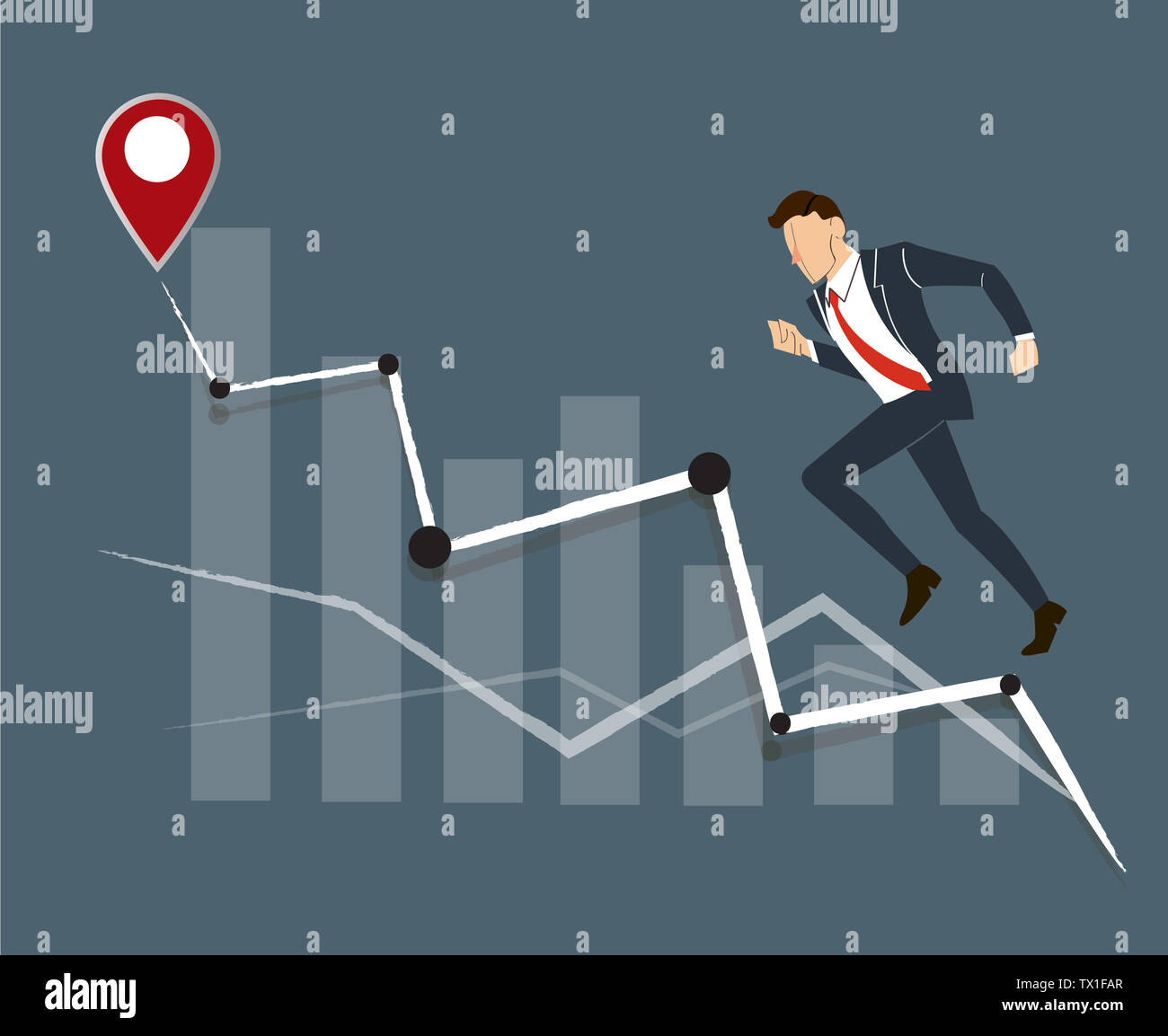 Runners High Graph Businessman running and high graph background , business concept to ...