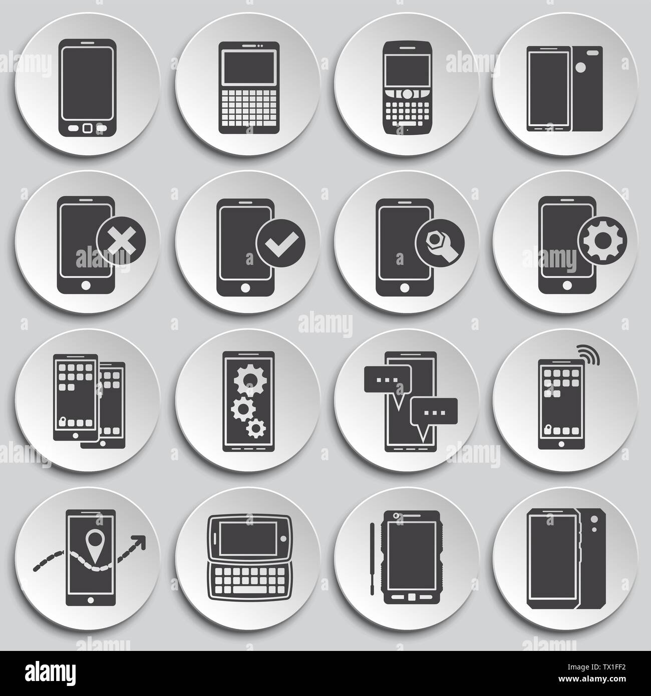 Smartphone related icons set on background for graphic and web design ...