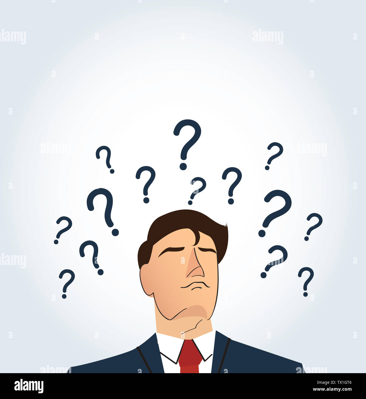 Businessman With The Question Mark. Make Decision Concept Stock Photo 