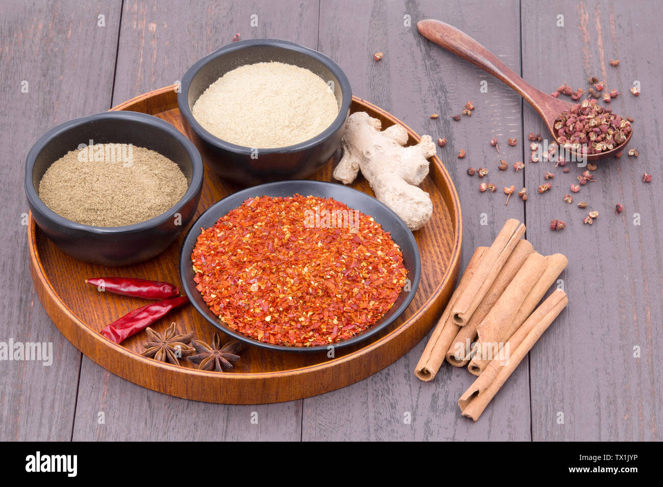 All Kinds Of Seasonings Chinese Seasonings High Angle Overhead Shot