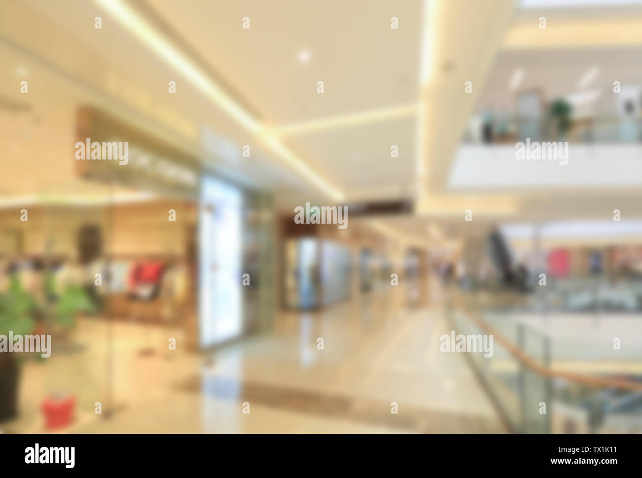 Blurred mall interior scene Stock Photo