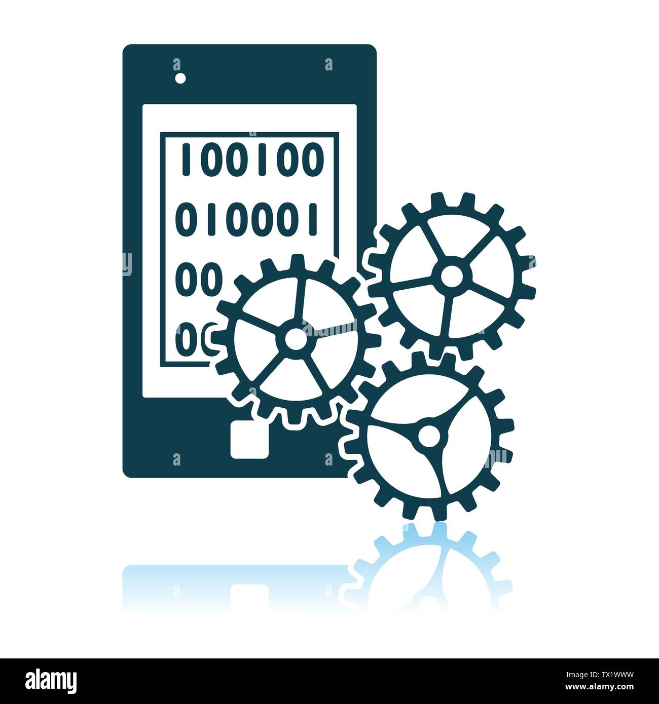 Mobile Development Icon. Shadow Reflection Design. Vector Illustration. Stock Vector