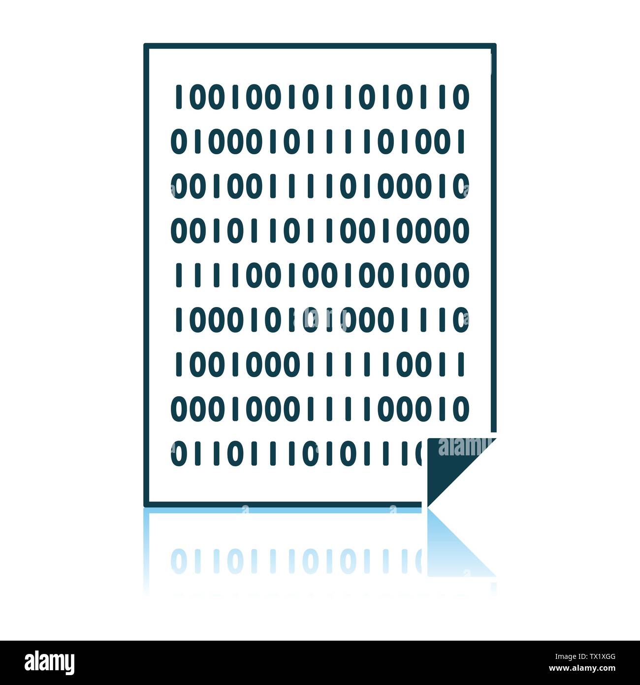 Sheet With Binary Code Icon. Shadow Reflection Design. Vector ...