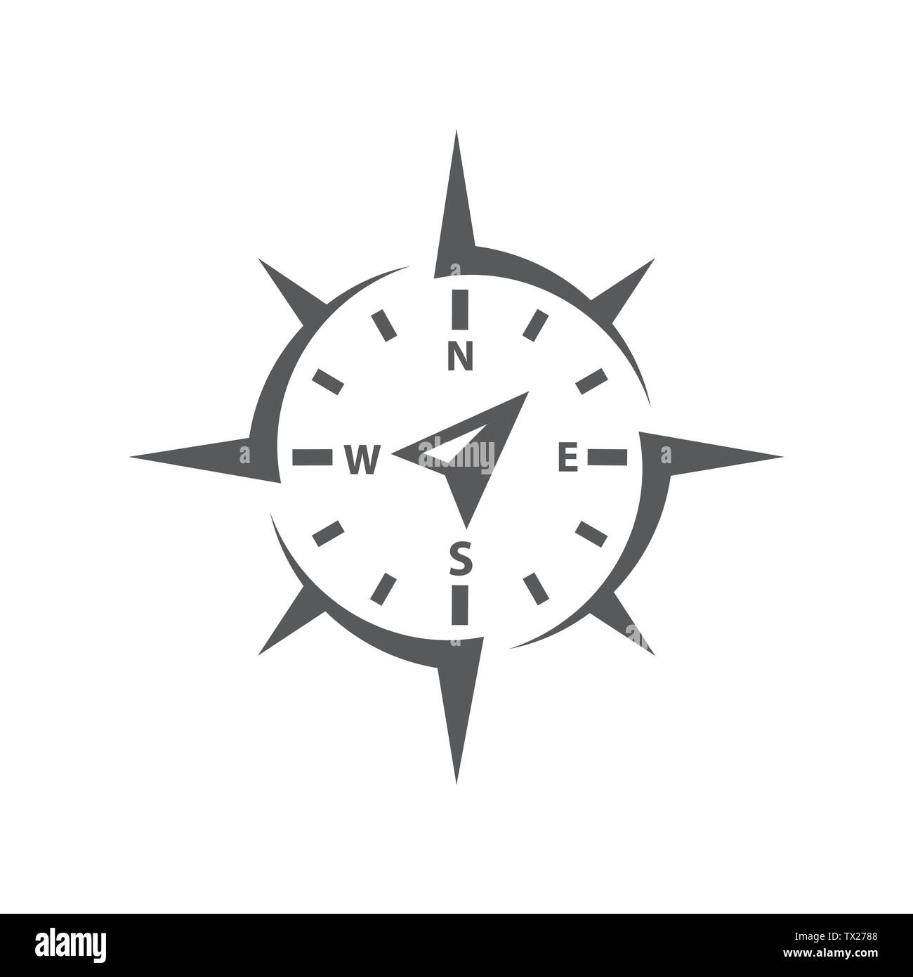 Compass icon vector on white background Stock Vector