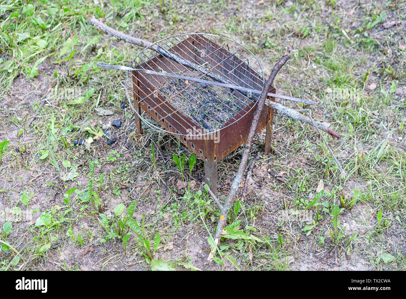 Barbecue grill on nature, outdoor, close up Stock Photo - Alamy