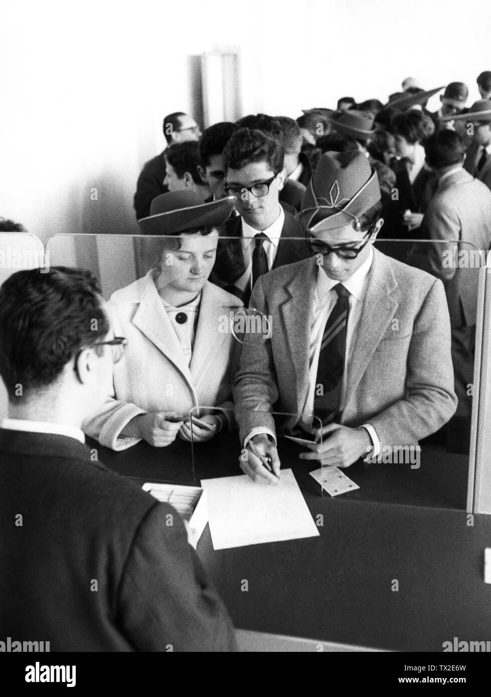 Italy, Rome, enrollment in medical exams at the università cattolica del sacro cuore, 1960 Stock Photo