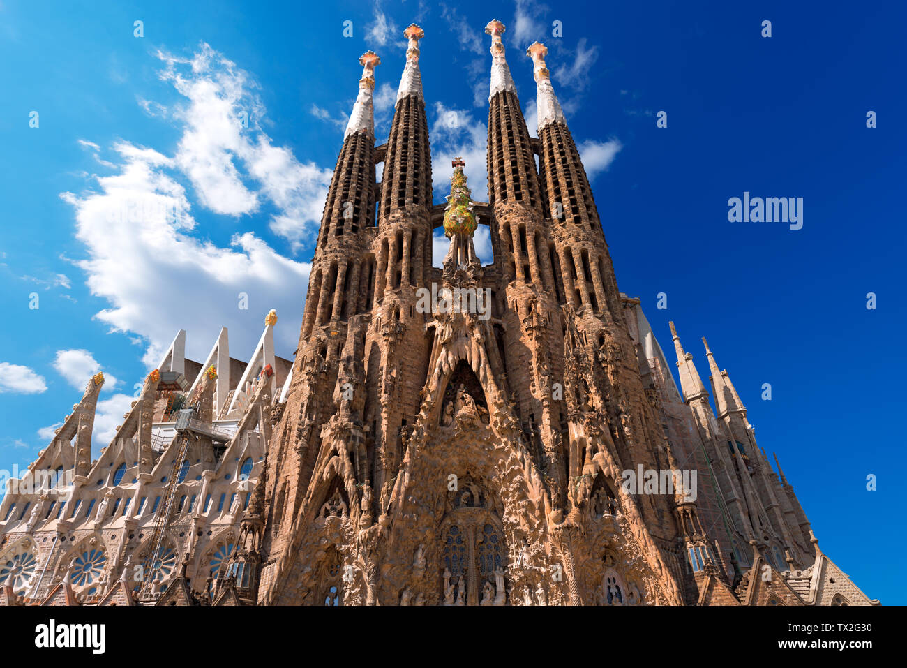 The famous Catholic basilica of the Sagrada Familia in Barcelona,  Catalonia, Spain. Designed by Antoni Gaudi. Start of construction, 1882  Stock Photo - Alamy