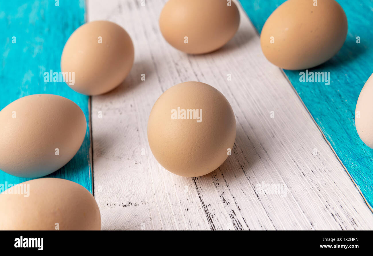 Fresh eggs on the table Stock Photo