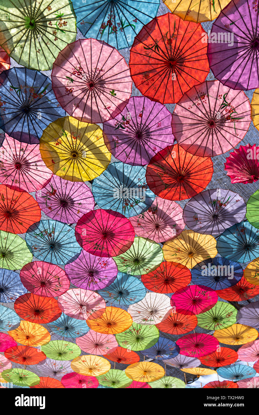 Coloured paper umbrellas used in ancient China Stock Photo Alamy