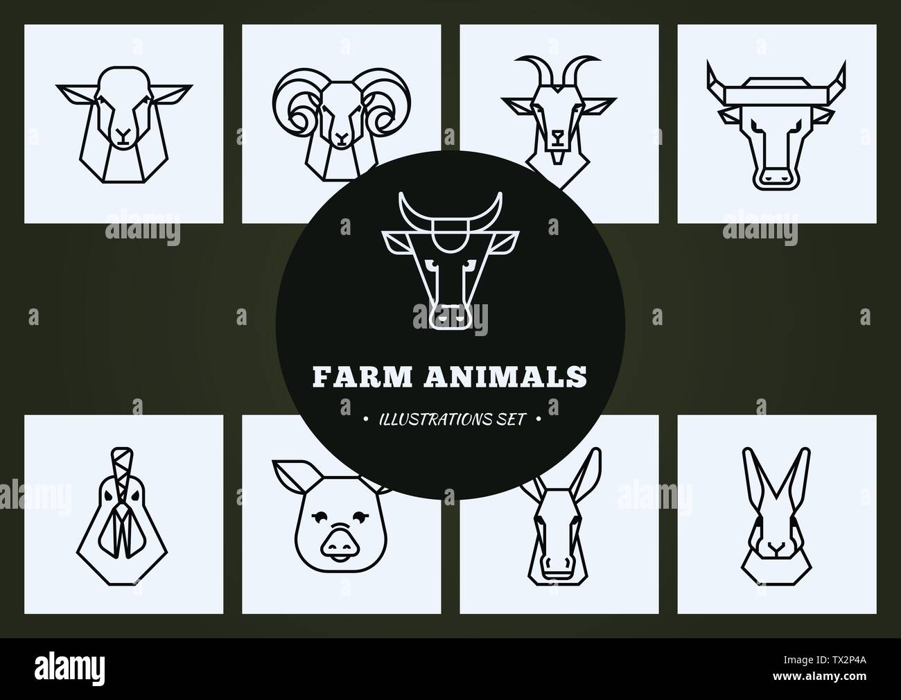 Big farm animals illustration vector set Stock Vector Image & Art - Alamy