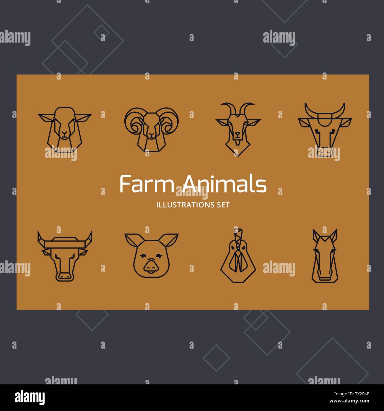 Big farm animals illustration vector set of 8 illustration Stock Vector ...