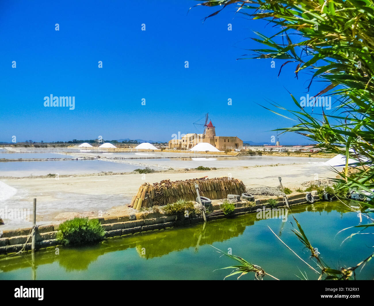 Salt Flats of Trapani, Sicily Stock Photo