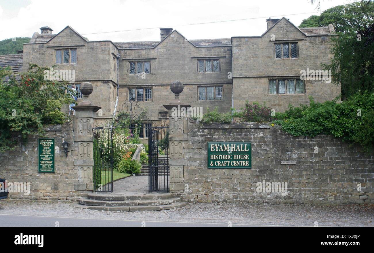 Eyam Hall, in Eyam, Derbyshire, England.  Built in 1671.; 21 June 2007; Own work; Dave Pape; Stock Photo