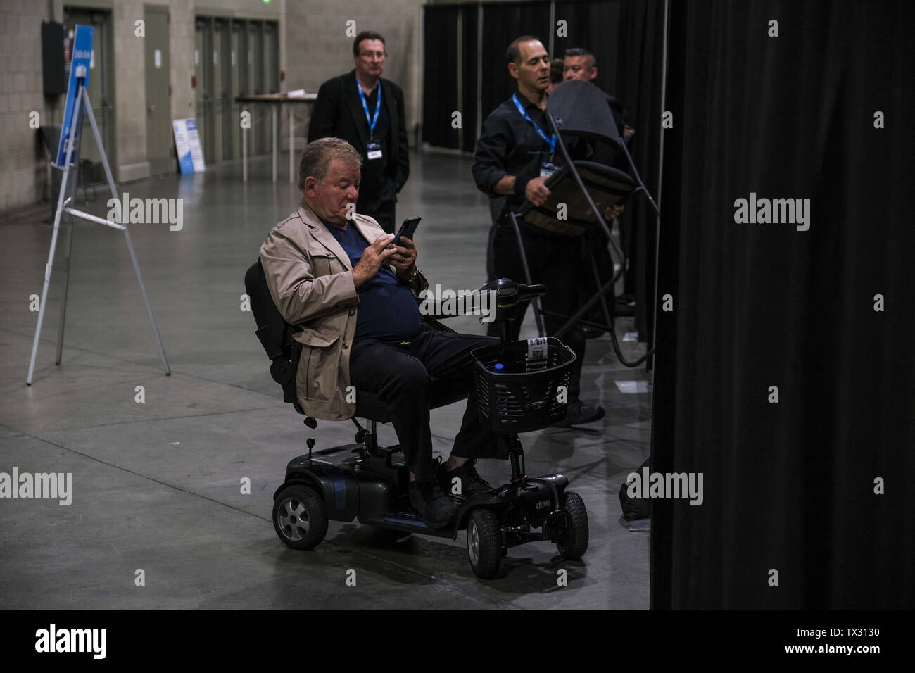 Los Angeles, CA, USA. 23rd June, 2019. Actor William Shatner and Star Trek  star and icon awaiting to take the stage at this years AlienCon LA. A E  Networks & Mischief Management