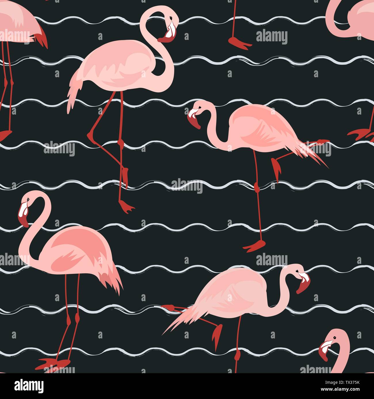 Tropical seamless pattern with bright tropical bird pink flamingo on ...