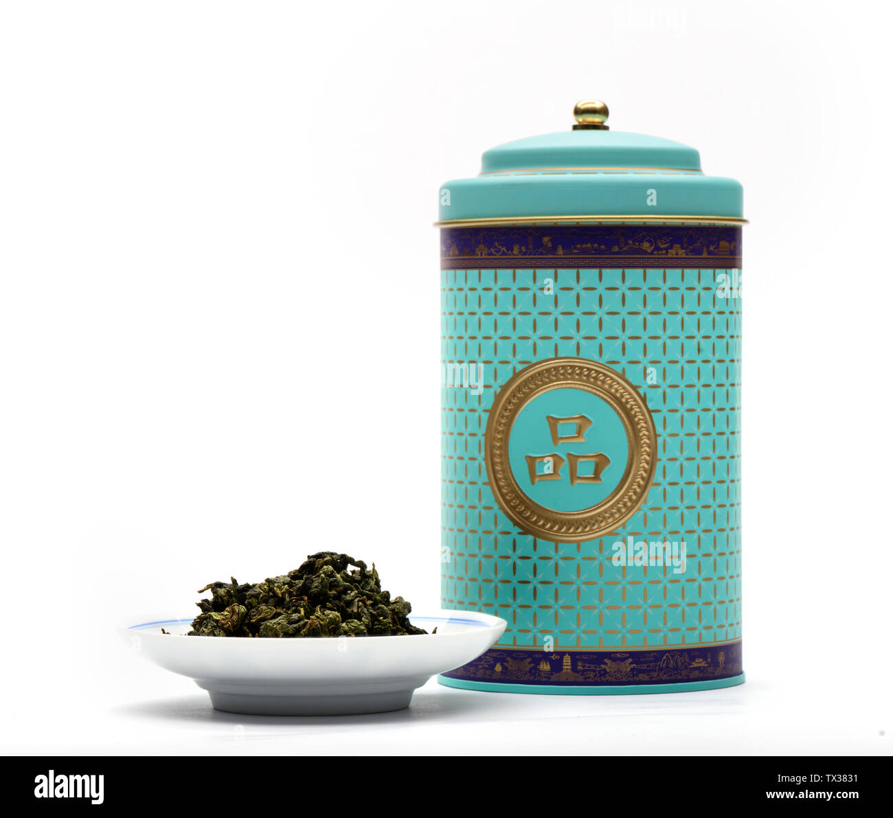 Purple Peony Tieguanyin Tea Iron Box and Tea Show Stock Photo Alamy