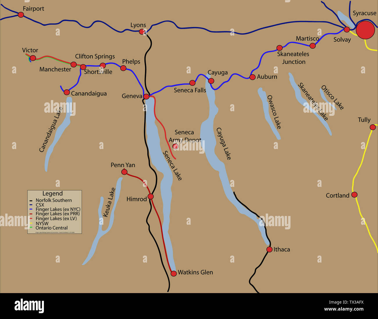 Finger Lakes Railway Map Page 10 - Railway Map High Resolution Stock Photography And Images - Alamy