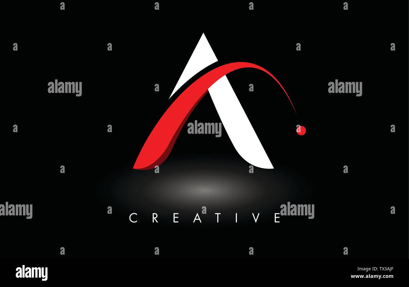 A Letter Design Logo. Letter A Icon Black and Red Logo with Modern ...