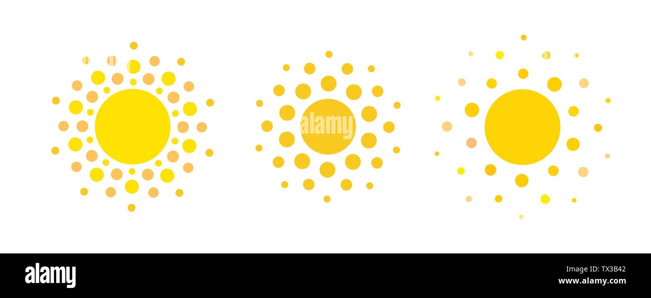 Sun dots icons. Summer rest sign. Travel agency or solar panel energy ...
