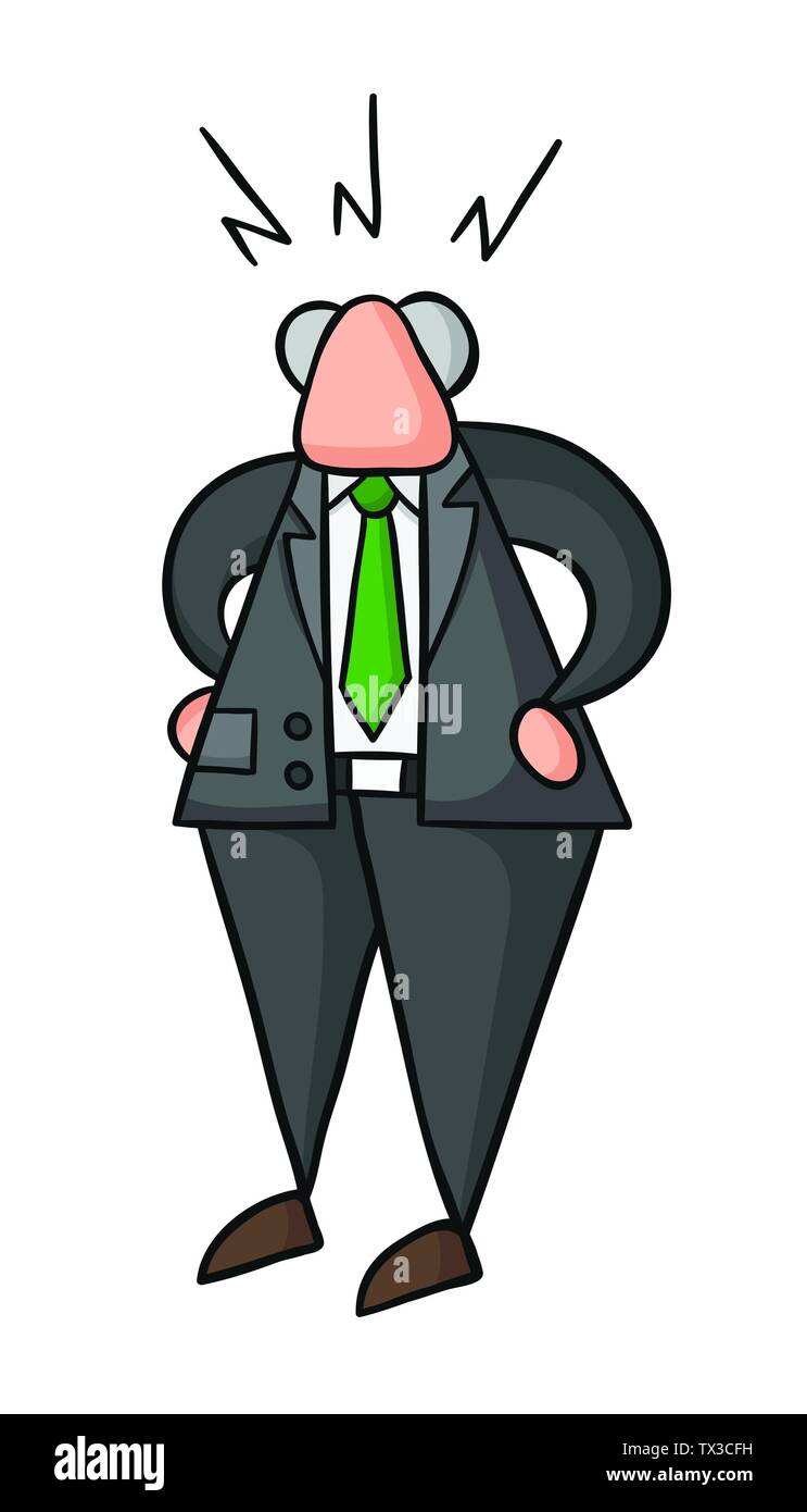 Hand-drawn vector illustration of boss angry. Black outlines and ...