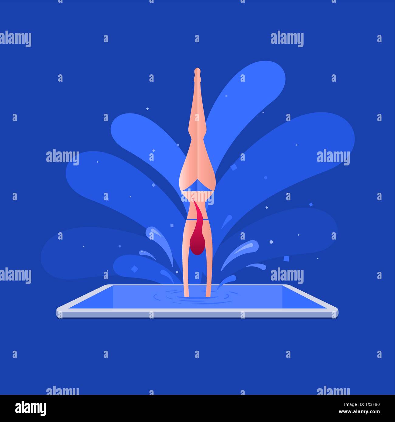 Water drops in blue pool Stock Vector Images Alamy