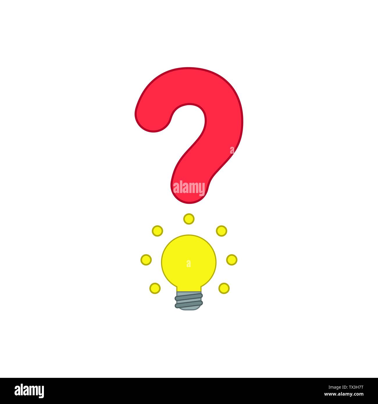 Vector icon concept of red question mark with yellow glowing light bulb ...