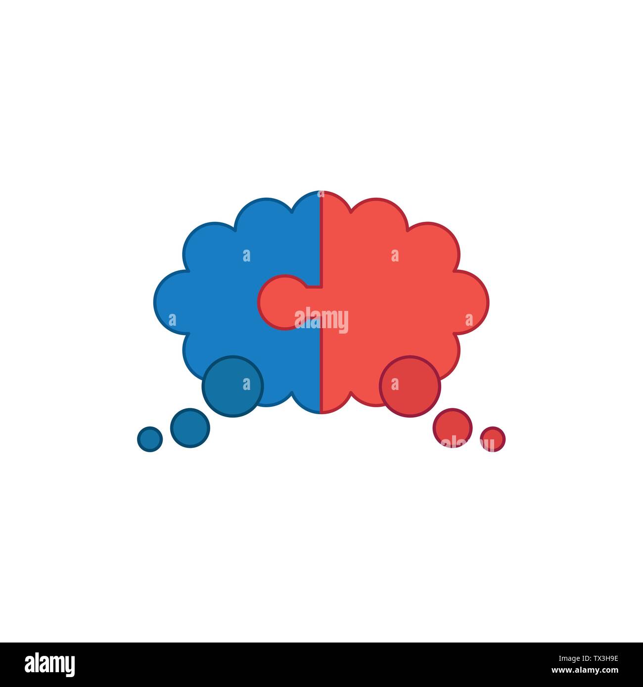 Vector Icon Concept Of Blue And Red Color Two Pieces Jigsaw Puzzle