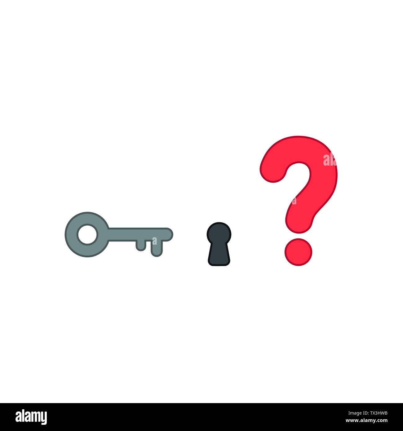 Vector icon concept of key and keyhole with red question mark. Colored ...