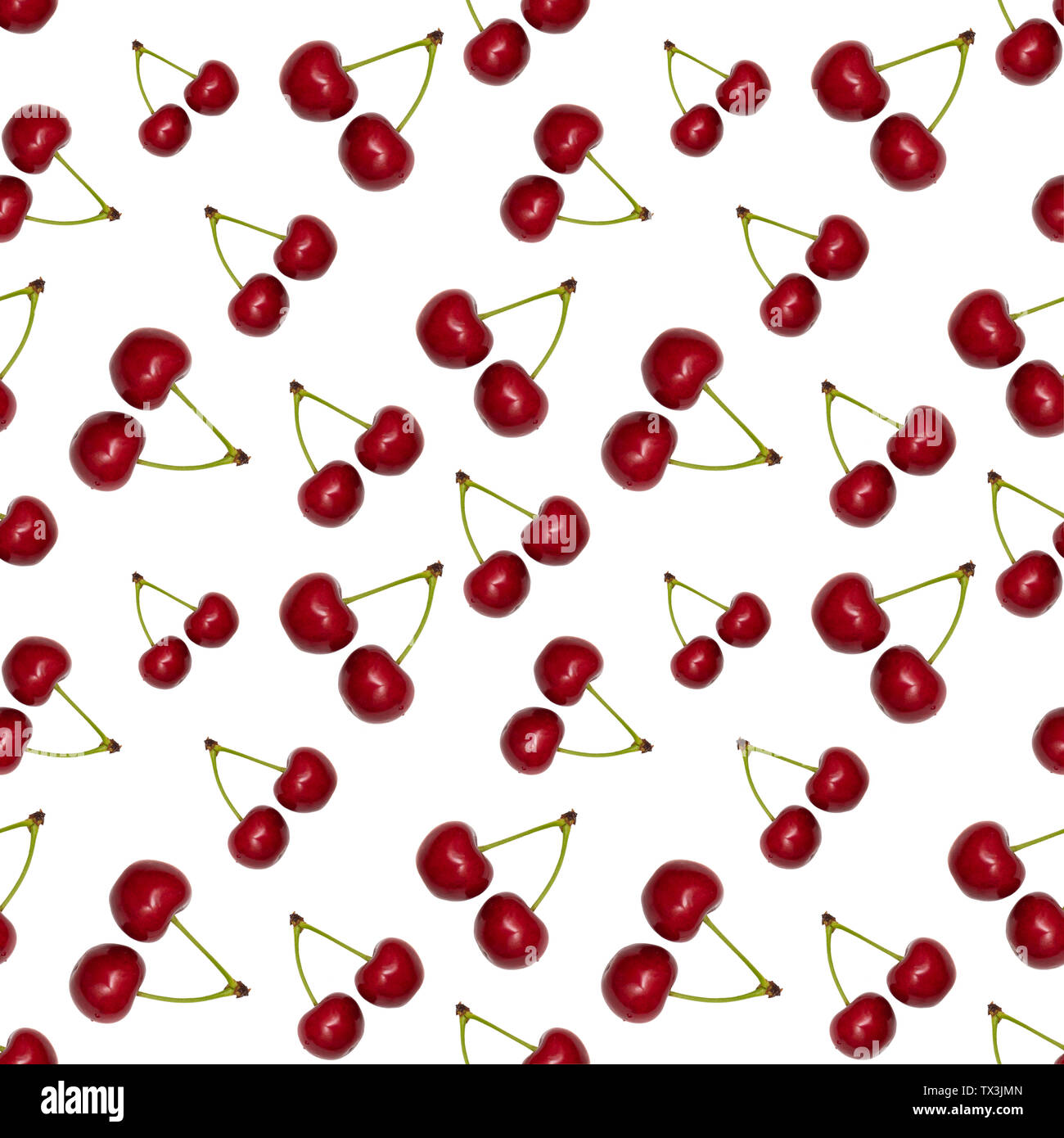 Seamless pattern of cherry on white background. Stock Photo