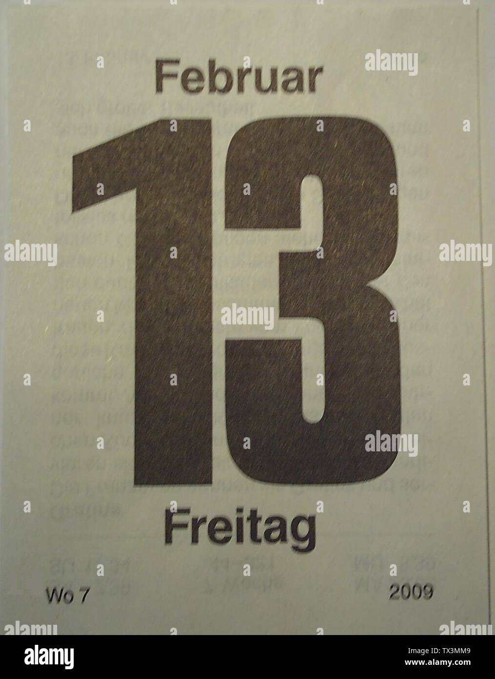 Kalenderblatt mit freitag hi-res stock photography and images - Alamy