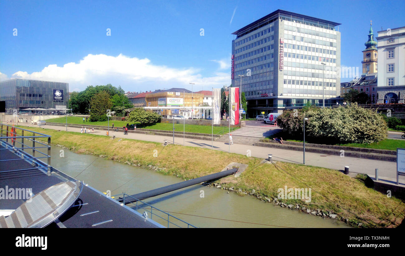 The Riverside Promenade alongside the Danube at Linz Austria Stock ...